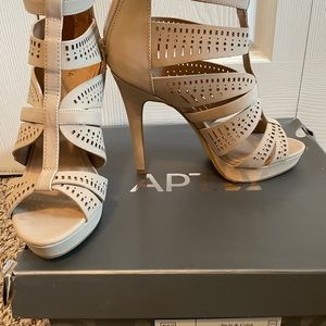 Apt 9 nude suede heels